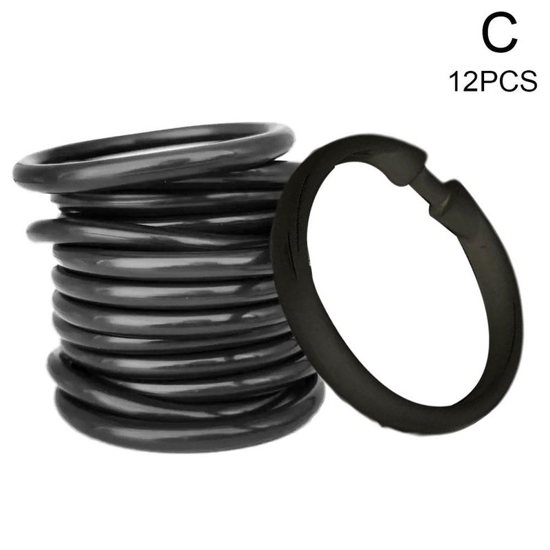 12 Creative Plastic Shower Curtain Hooks, Round Transparent Shower Curtain Rings, Large Curtain Hooks - Image 1